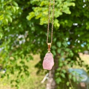 Rose Quartz Necklaces, Crystal Jewelry, Gold Plated Jewelry, Spiritual Jewelry